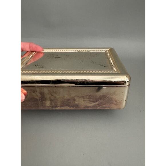 Vintage Silver Plate Heritage Mint Ltd Jewelry Box W/ Crimson Interior Trinkets - Picture 3 of 10